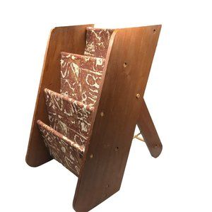 Vintage Fold Out Canvas Magazine or Book Rack, Mid Century Handmade Sling Pocket